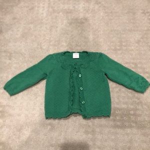 Hanna Andersson 85 2T green cotton cardigan